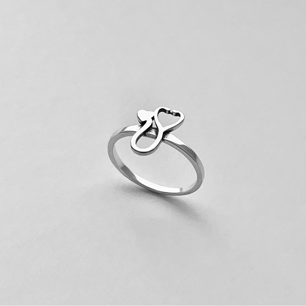 Sterling Silver Heart Stethoscope Ring, Doctor Ri… - image 3